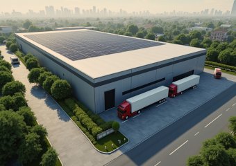 ein modernes Lagerhaus im Grünen